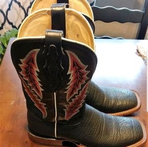 Tony Lama Bullhorn San Saba black Square Toe Boots